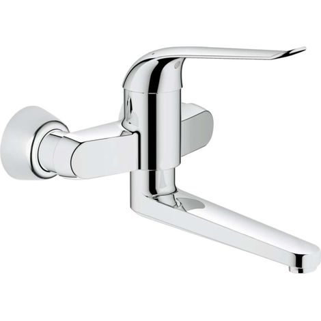 Grohe Eurosmart Care Einhand-Waschtischbatterie, Wandm., Ausladung 257mm, 46mm Keramikkartusche, Hebellänge 170mm, Chrom (1/2)