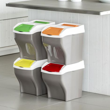 PATTUMIERA RACCOLTA DIFFERENZIATA SET 'POKER PLUS' 27 lt. cm 30 x 40 x 37,5 h  - BAMA