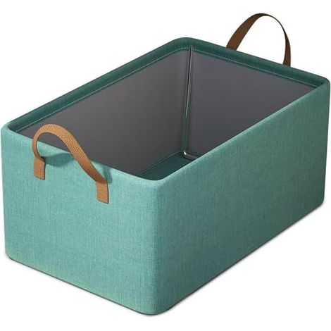 Grands paniers bacs de rangement de placard pliables en tissu, organiseurs de placard pliables avec poignées, bacs de rangement ouverts pliables décoratifs pour organiser vêtements, jouets, étagères d (1/5)