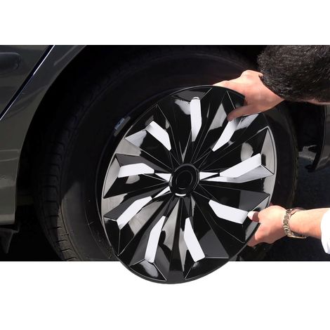 Lot de 4 enjoliveurs de 15 pouces, remplacement universel R15 pour jantes de voiture, camion, SUV et fourgonnette, noirs. (1/5)