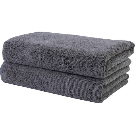 Set mit 2 Mikrofaser-Haartüchern, Salonqualität, schnelltrocknend, Maße 35 x 75 cm, dunkelgrau