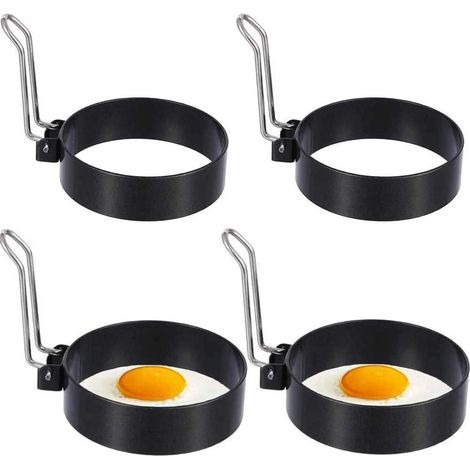 Cercles à œufs antiadhésifs en acier inoxydable, idéaux pour les scones et les œufs pochés (1/4)