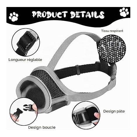 Muselière Chien, Masque Respirant pour Animaux de Compagnie, Museliere pour Chiens Ajustable, Muselière de Formation de Chien pour Petits Chiens, Moyens, XS (1/4)