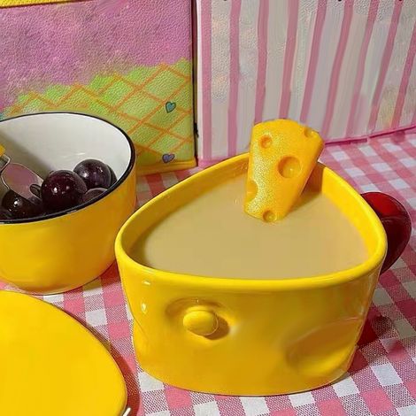 Koreanischer Keramik-Käsebecher mit Deckel, originelles Design, Kaffeetasse, trendige Wasserflasche mit Cartoon-Muster (1/5)
