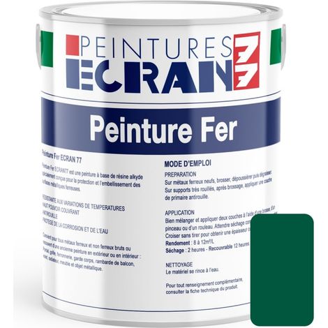 Peinture fer professionnelle, satin, peinture opacifiante, sans odeur, antirouille, protège, décore intérieur, extérieur ECRAN77 02563E 1 litre (1/5)