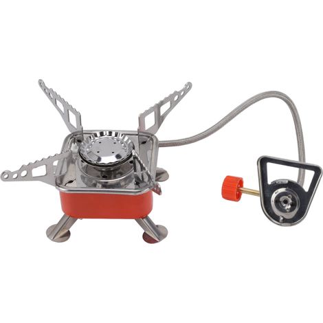 Réchaud de camping pliable miniature orange et argent, portable pour les barbecues, les fêtes, les pique-niques, les voyages et la randonnée. (1/5)