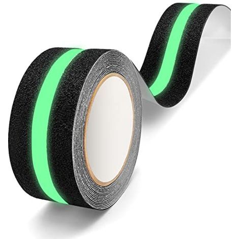 Bande Antidérapante adhésive avec Film Lumineux Brille dans Le Noir 5cm x 5m Ruban Adhésif Antidérapant Forte Adhésif, Bande Antidérapante Adhésive pour Escaliers, Marches, Revêtements de Sol (1/5)