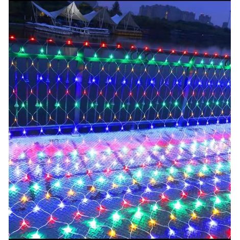 LED-Netzlampe，Lichterkette mit Sternenmuster，Solar-Dekorationslampe，belüftete Baumnetzlampe，3 m x 2 m [mit Kabelanschluss schaltbar]