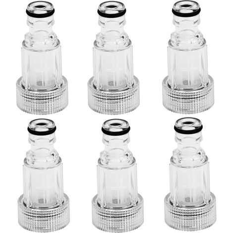 6 pièces Filtre pour nettoyeur haute pression, filtre à raccord rapide pour tuyau d'arrosage, filtre pour tuyau de 3/4 pouce pour nettoyeurs haute pression, irrigation de jardin et camping-cars (1/5)