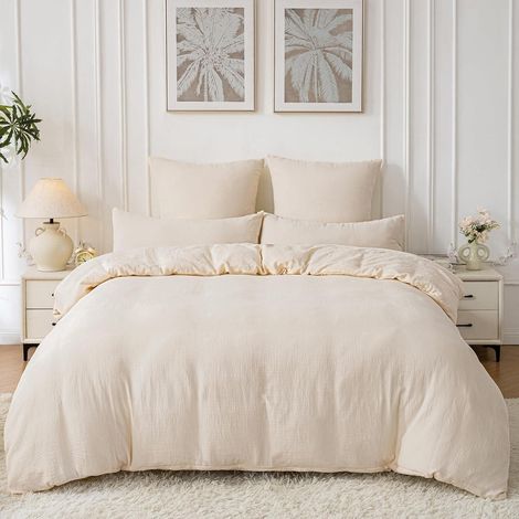 Bettwäsche Muslin Baumwolle Hellbeige 2tlg. 155220cm 1x 8080cm (1/5)
