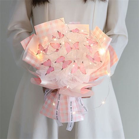 Bouquet De Papillons - Kit De Décoration Artificielle Avec Lumières LED - Pour Chambre Ou Célébration - 11 Pièces (1/5)