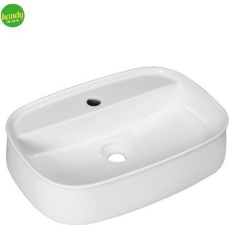 Lavabo da appoggio in ceramica bianca con foro rubinetteria modello aura 55 54x38x14 cm BARBOTTINA