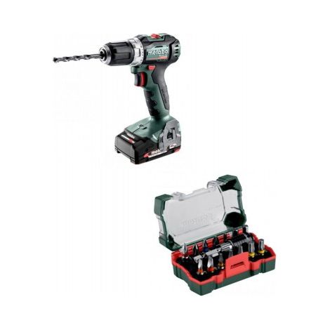 Perceuse visseuse sans fil 18V 2 x 2 Ah Li-Power BS18L BL avec coffret embout de vissage 15 pièces - METABO (1/5)