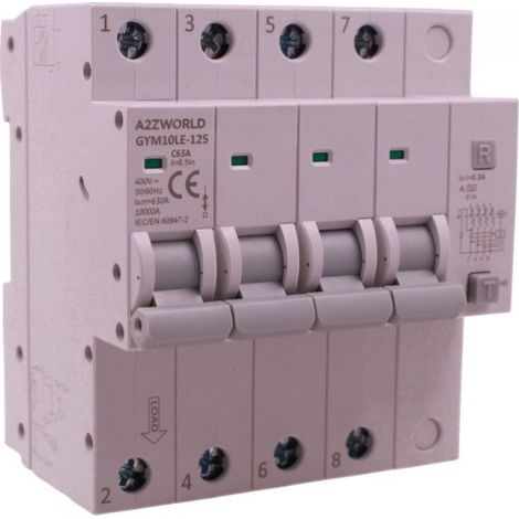 RCBO Interruttore Magnetotermico Differenziale Tipo A Curva C 4P Veri 5M 10kA 300mA, AC 400V IP20 GYM10LE-125, Disponibili 63A 80A 100A (C63A)