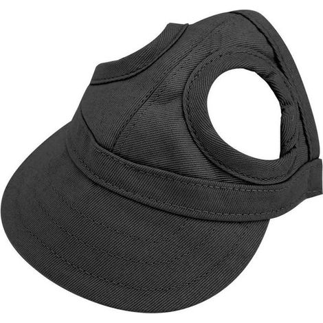 Casquette de baseball pour chien - Taille M, noire, boucle réglable (1/5)