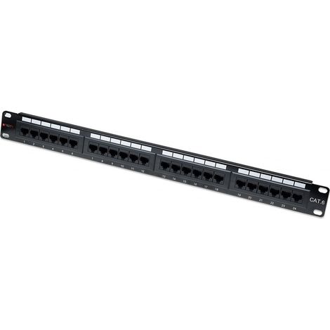 Pannello Patch Professionale Techly UTP RJ45 Cat.6 Nero a 24 Posti (1/4)
