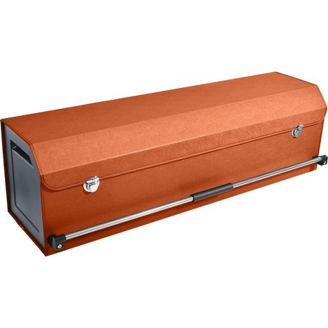 Organisateur de coffre XXL 90L en cuir avec couvercle et serrure, orange (1/5)