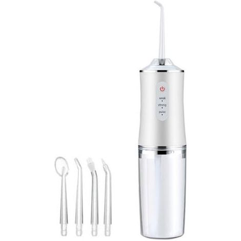 Hydropulseur buccal portable avec chargement USB, réservoir d'eau de 220 ml, nettoyeur de dents Smart Punch, blanc (1/5)