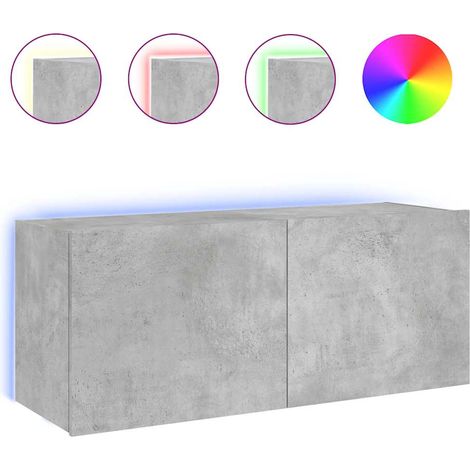 Maison Exclusive - TV-Wandschrank mit LED-Leuchten Betongrau 100x (1/5)