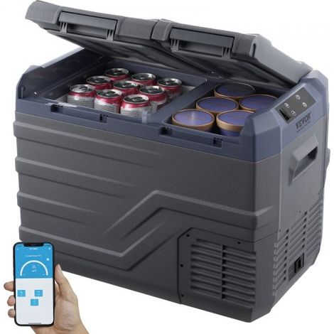 Autokühlschrank, 12-Volt-Autokühlschrank, tragbarer 32-Liter-Gefrierschrank mit zwei Zonen, einstellbarer Bereich von -4℉ bis 68℉, 12/24 V DC und 100-240 V AC-Kompressorkühler für Outdoor, Camping, Wo (1/5)