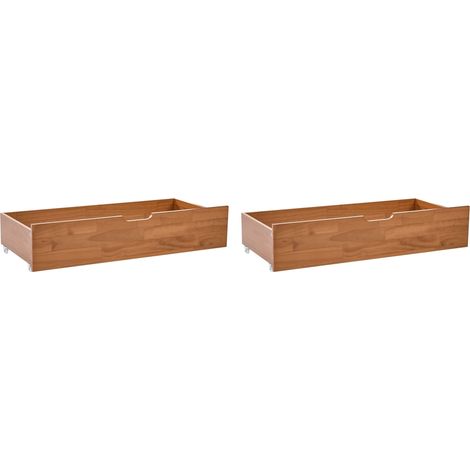 Set of 2 Bed Storage Drawers Brown MDF Underbed Boxes with Wheels EPANEY