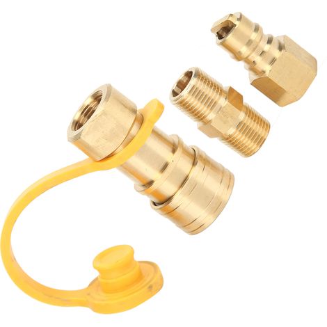 3/8-Zoll-Propangas-Schnellkupplungen, Messing-Propangasadapter mit Absperrventil (1/5)