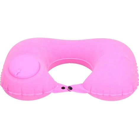 Coussin gonflable en U à gonflage automatique par pression pour avion voiture bureau train maison rose (1/5)
