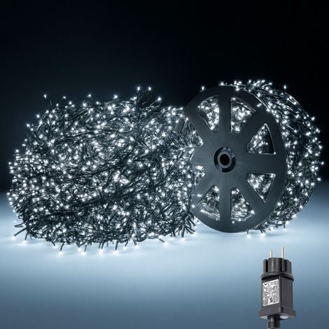 Catena luminosa natalizia con 4000 led luce bianca fredda 100mt di catena 36V cavo verde decorare il Natale spazi esterno interno albero e balconi con 8 giochi