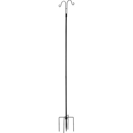 Crochets doubles pour extérieur, lot de 8 poteaux robustes de 1950 mm pour mangeoires, tiges de 19 mm pour suspendre fleurs, lanternes solaires, carillons et nichoirs (1/5)