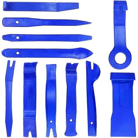 Kit d'outils de démontage de panneaux de porte de voiture (11 pièces), outils de démontage de garnitures automobiles, jeu de clés pour l'installation de la radio et du tableau de bord (bleu) (1/2)