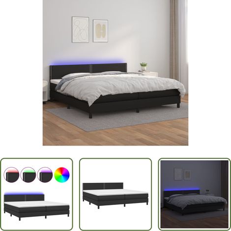vidaXL LED-Bett - Boxspringbett mit Matratze & LED Schwarz 200x200 cm Kunstleder (1/5)