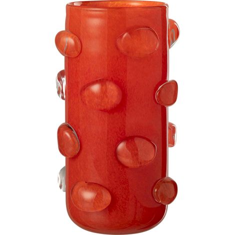 Vase en verre rouge relief décoratif - Rouge (1/3)