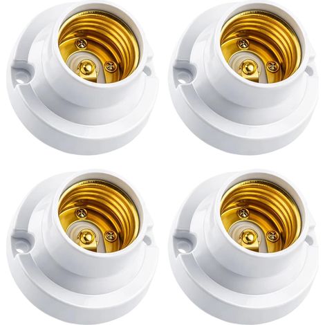 Set 4 Portalampade E27 da Soffitto e Parete – Plastica ABS Resistente al Calore e Metallo – Design Moderno Bianco – Ideale per Corridoi, Garage e Interni (1/4)