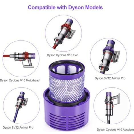 2 Pack Filtre pour Dyson V10 SV12 Series, Filtre de Remplacement Lavable pour Dyson V10 Absolute V10 Animal V10 Total Clean V10 Motorhead SV12 Aspirateurs, Remplacer des Pièces 969082-01