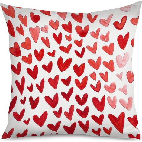 Housse de coussin imprimé cœurs romantiques, 60x60 cm (1/5)