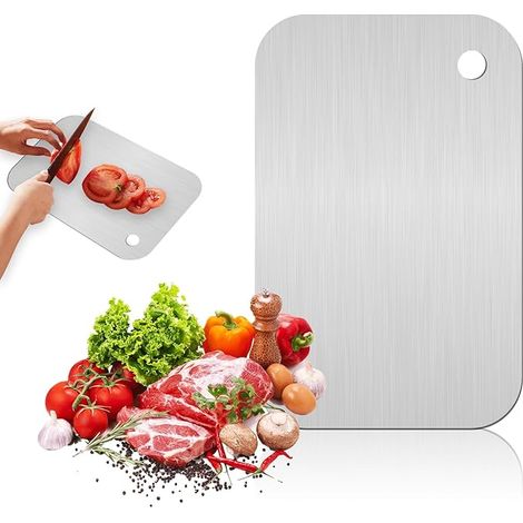 Tagliere in titanio, tagliere in acciaio inox per carne e formaggio, 20 x 29 cm