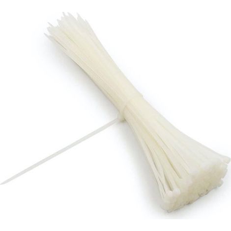 Lot de 40 serre-câbles en nylon, 3,6 x 200 mm, blancs, adaptés pour maintenir les câbles et organiser les espaces.