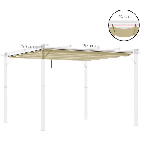Auvent remplacement pergola 3x3m beige anti-vagues imperméable,trous de ruissellement,couverture d’ombre étanche pour jardin et patio hivernal.