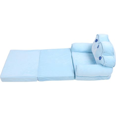 Fauteuil-canapé convertible pour tout-petit, canapé-lit rabattable avec accoudoirs, idéal pour la lecture et le repos (bleu). (1/5)