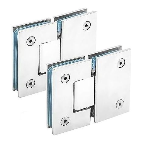 Charnières de porte de douche en verre à 180 degrés, très résistantes en acier inoxydable 304 poli, chrome poli pour porte de douche en verre trempé de 8 à 12 mm (1/5)