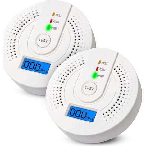Carbon Monoxide Detector, CO Detector with LED Display, Carbon Monoxide Detector and CO Alarm with Replaceable Battery for Your Home, Garage, Office (2 Pack) (1/5)