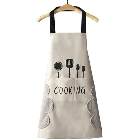 Tablier de cuisine pour femme avec poches pour essuyer les mains, grande poche, imperméable, idéal pour la cuisine et la pâtisserie. (1/4)