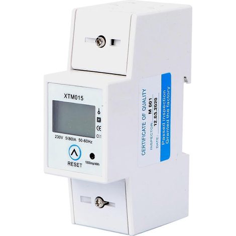 Compteur d'énergie numérique LCD 220/230 V 5 (80) A sur rail DIN (blanc)-White
