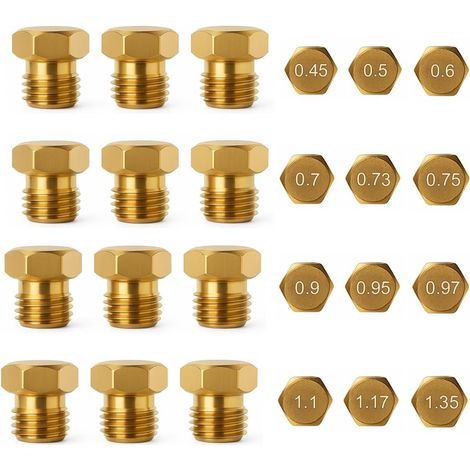 12 Pièces Gicleur gaz, Kit de conversion, Laiton, 12 tailles, Cuisinière à gaz, Butane, Propane (1/4)