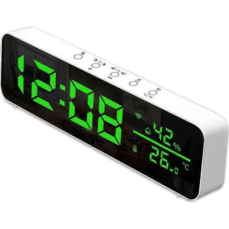 Réveil connecté Wi-Fi avec affichage de la température et de l'humidité, horloge numérique LED multifonctionnelle adaptée aux salons, aux fermes et aux bureaux. (1/5)