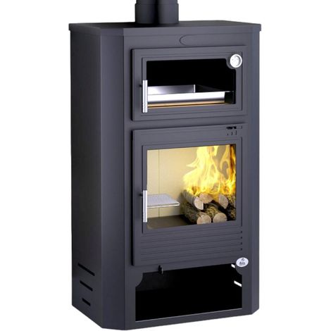 Fm Calefaccion – Poêle à bois 11,3/15,1kW – Rendement 82% – Sortie des fumées 150mm – Double combustion – Cendrier amovible – Couleur noir (1/5)