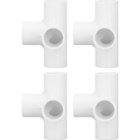 Raccord PVC 4 Voies Coude 25mm, Lot de 10 Raccords de Tuyau pour Connexion de Meubles, Blanc (1/5)