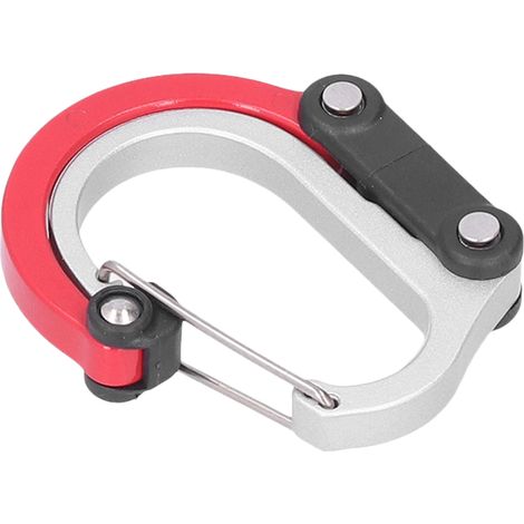 Mousqueton alpiniste forme D, multifonction, aluminium, rouge, pour extérieur, crochet rapide d'escalade (1/5)