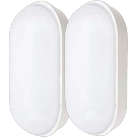 LED-Deckenleuchte, 20 W, 2200 lm, Kellerbeleuchtung, ovale Deckenleuchte, wasserdichte Wandleuchte (IP55), für Badezimmer, Garage, Flur, Werkstatt, Garten, Balkon, neutralweiß, 2 Stück