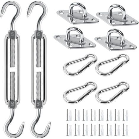 Shade Sail Fixing Kit, Stainless Steel Sun Shade Sail Fixing Kit for Triangle and Square, Rectangle, Sun Shade Sail Fixing Accessories (1/5)